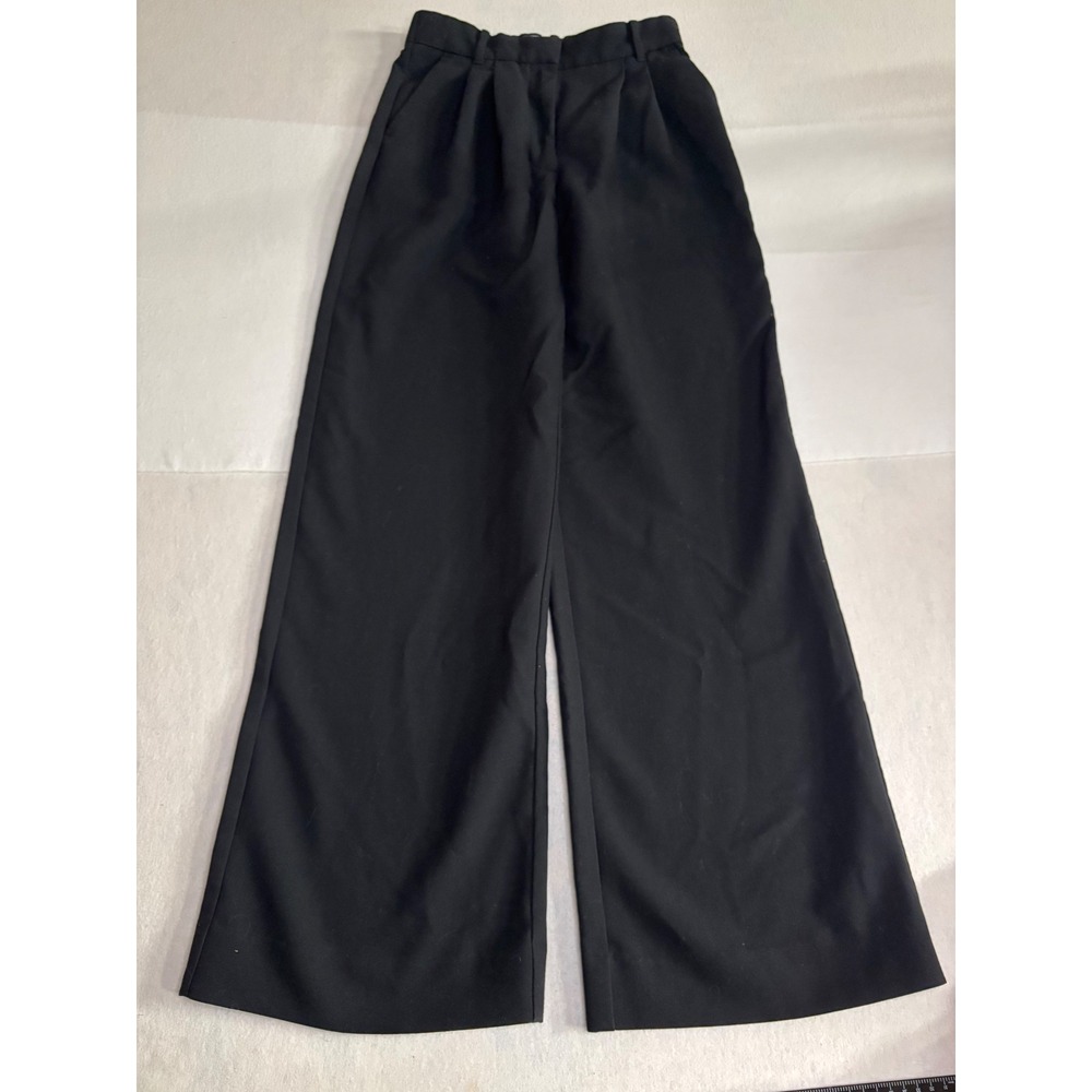 Abercrombie & Fitch Black Pleated Wide Leg Sloane Trousers Pants Size 27 4